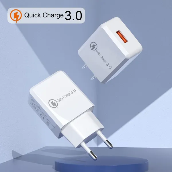 Wholesale Custom US EU Plug QC3.0 5v 2a Fast Charging Usb Wall Adapter Cell Phone Charger for Iphone Huawei photo-5