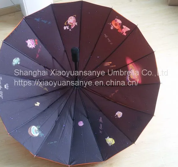 Advertising Umbrella Manufacturer With Straight Rod Automatic Umbrella, Curved Handle, Windproof Framework and High Cost Performance photo-4