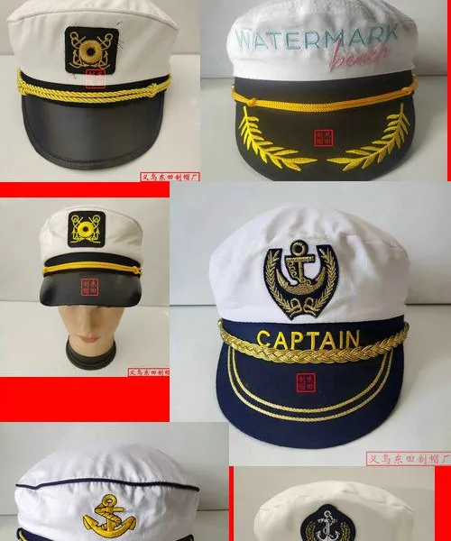 Navy Hat Spot in Europe and the United Captain White Sailor Hat Flat Hat Uniform Cap Adults Show Factory Christmas Hat photo-3