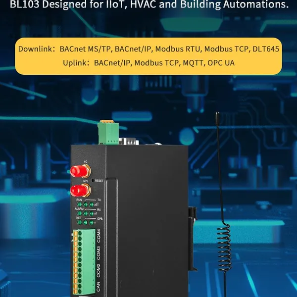 BL103 building wireless BACnet Ms/tp to BACnet IP/ BACnet  MQTT converter