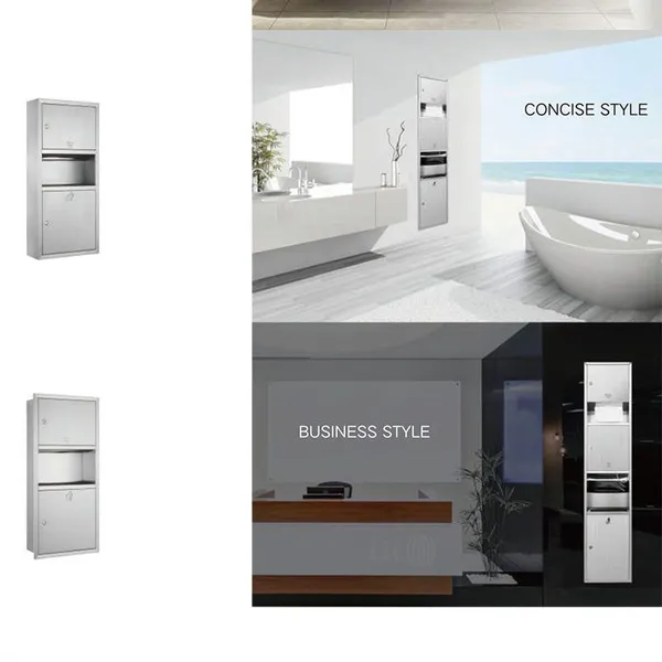 Stainless Steel Three-in-one Hand Dryer, Commercial Embedded Hand Dryer for Public Restrooms, Paper Box Trash Can. photo-4