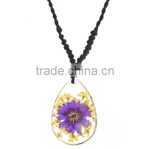 New Lovely Gift Real Flowers Resin Necklace photo-5
