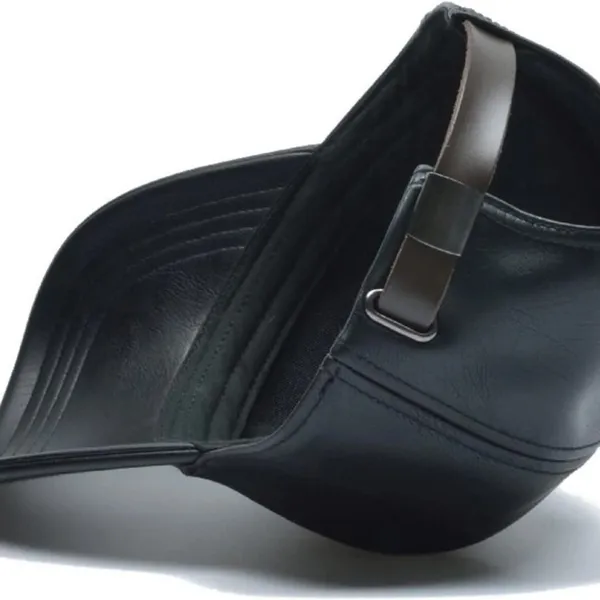 Vintage Faux Leather Baseball Cap Men Women PU Leather Adjustable Strap Back Dad Hat Solid Black For Fall Winter Daily Street Wear photo-5