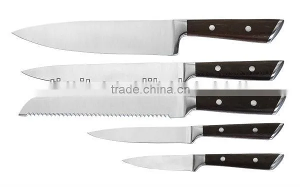 WOOD +HANDLE STAINLESS STEEL 6PCS KITCHEN KNIFE SET photo-2