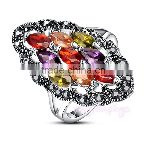 2016 Jewelry Trends Oval Shaped Color Stone Latest Gold Ring Designs for Girls
