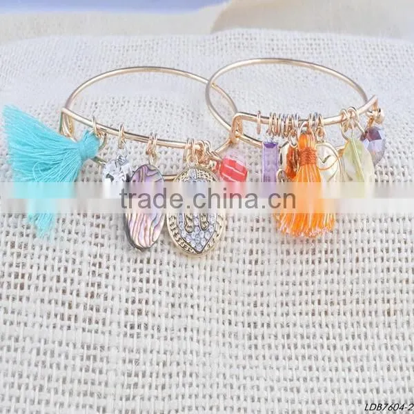 Multi Charms DIY Adjustable Stretch Bangle Bracelet Gold Bracelet photo-2