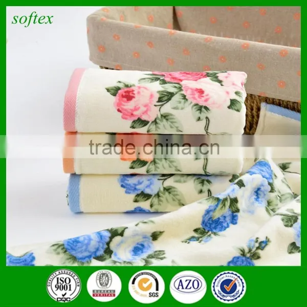 Cotton Velour Towels,flowers Peony Print Cut Pile Face Towels photo-2
