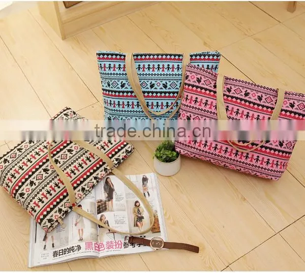Leisure Fashion Printed Canvas Beach Bag;Waterproof Large Tote Beach Bag/beach Tote Bag