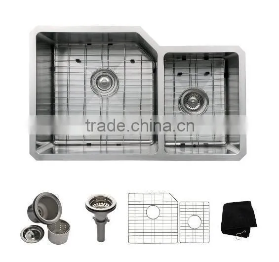 Undermount 60/40 Double Bowl 16 Gauge Stainless Steel Kitchen Sink for Prefab Homes photo-2