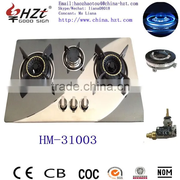China Best 3 Burners Stainless Steel Panel Gas Stove
