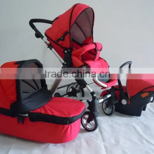 2015 Pink Baby Prams 3 in 1 ,with Big Carrycot ,3position Seat 5 Point Safety Belt With 2 Safet Lock. photo-5