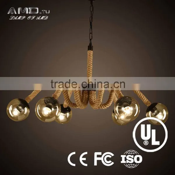 Durable Metal Baking Finish Lamp Ceiling Plate Lighting Woven Hemp Rope Light photo-4