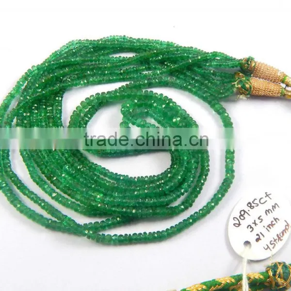 Natural Zambian Emerald Beads 4 Strand Necklace Gift for Love photo-3