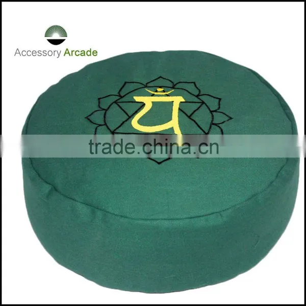 Round & Pleated Meditation Cushion With Ohm Embroidery photo-5