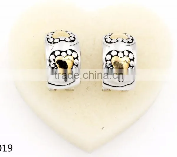 2016 New Fashion Wholesale Juyuan Double Color Plated Whole Sales Earrings