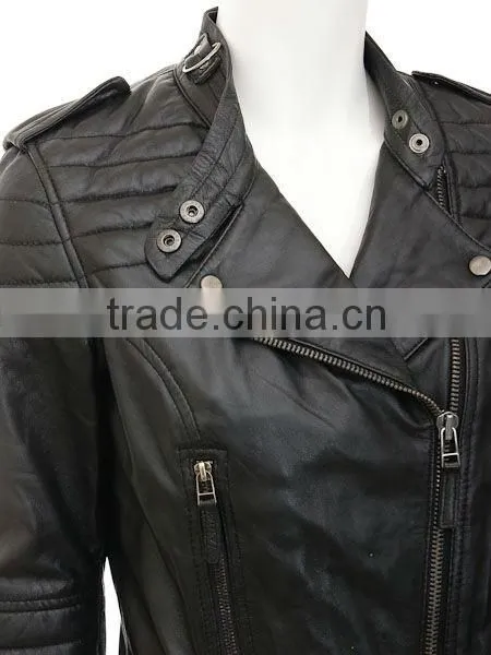 Women Leather Jackets With Padding Details photo-3