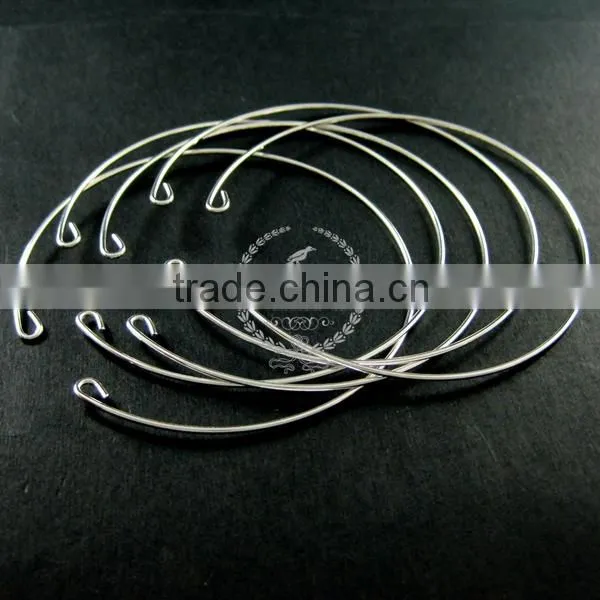60mm Diameter 1mm Thick Silver Plated Simple Wiring Bracelet DIY Bangle Supplies 1900055 photo-2