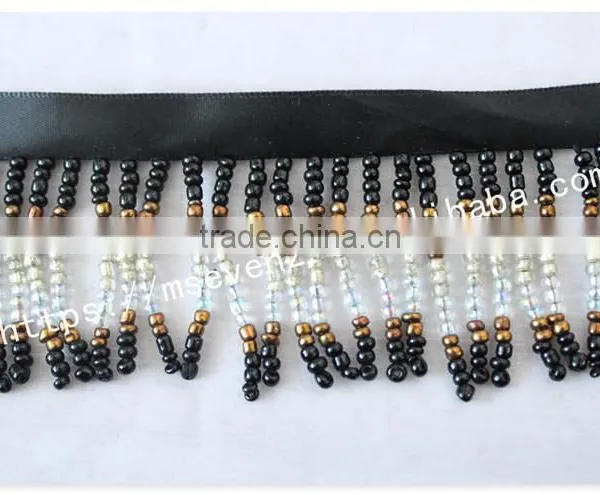 Newest Design 7cm Width Webbing Handmade Beaded Fringe Wholesale photo-2