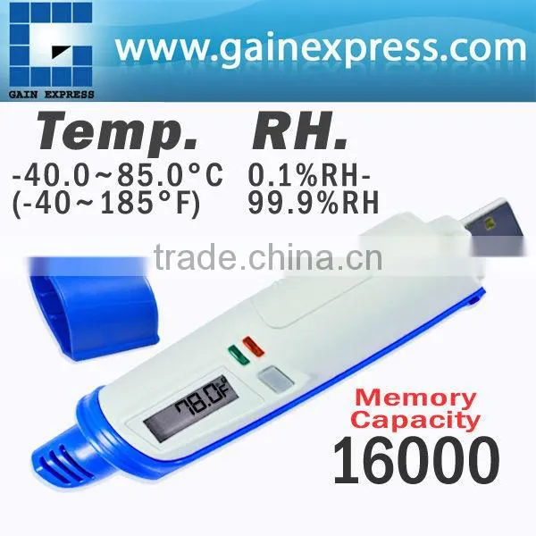 Digital USB Wall Mount Temperature Humidity Data Logger With LCD Display 16K Memory Made in Taiwan