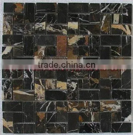 NATURAL BLACK AND GOLD ( MICAHEL ANGELO ) MOSAIC TILES photo-3