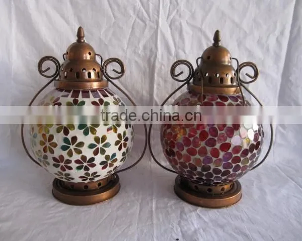 Flower Design Haning Glass Mosaic Lantern photo-6
