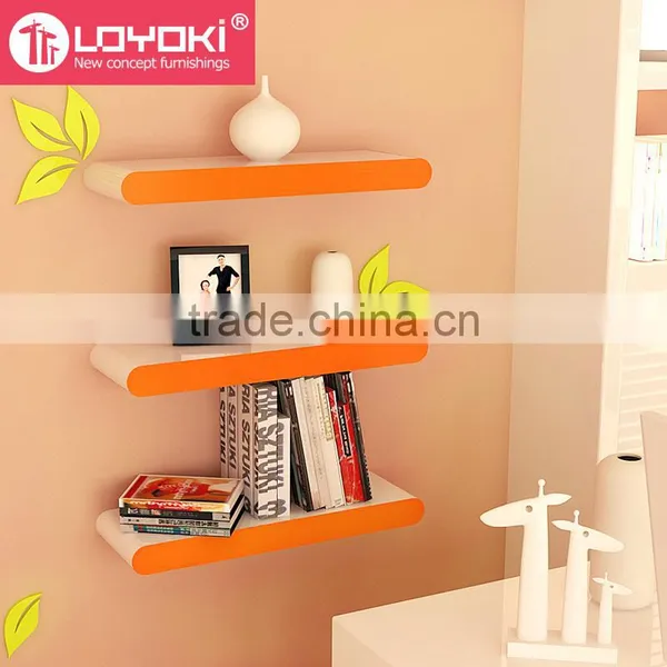 Home Decor Wood Floating Shelf Whit Colorful Margin Multifunction Display Wall Shelf Wholesale photo-5
