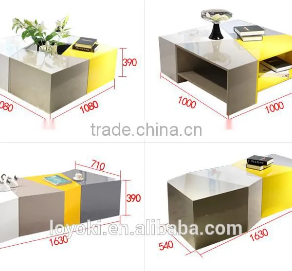 New Design Set of 4 Coffee Table Mdf Wood Sofa Side Table With Glossy Finished 4 Colors Free Combination Side Table photo-6