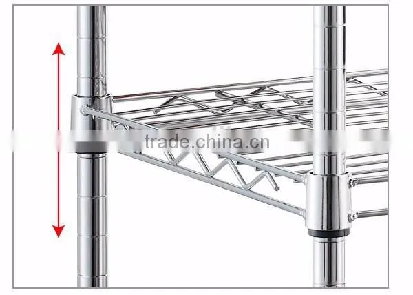 Multi Purpose House Storage Chrome Plated Kitchen Metal Shelf Vertical Wire Rack photo-4