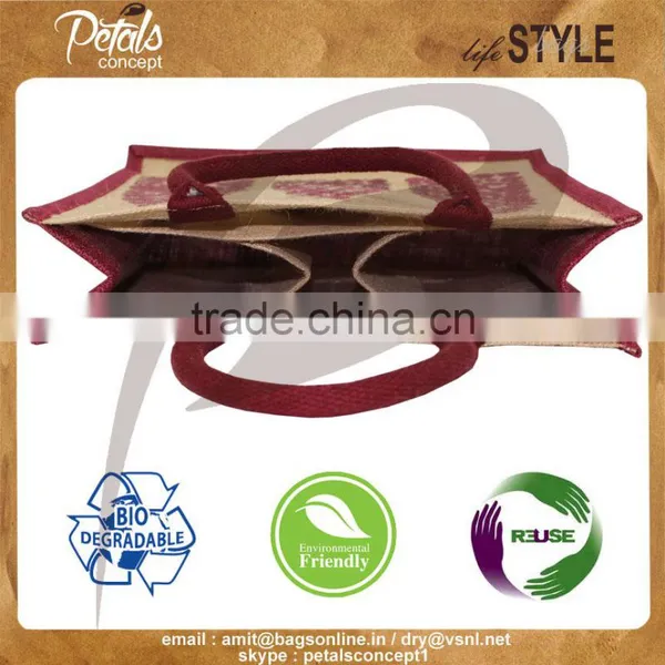 PP Laminated Three Bottle Jute Wine Bag photo-4