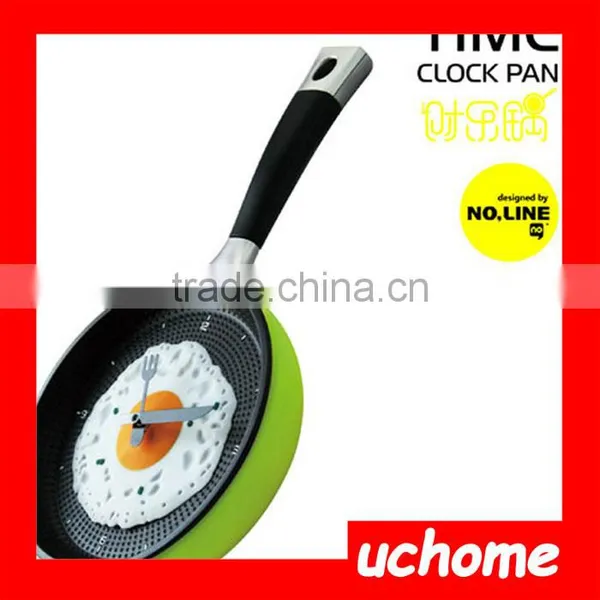 UCHOME Hot Beauty Happy Time Plastic Frying Pan Wall Clock, Decorative Kitchen Fried Egg Pan Wall Clock photo-5