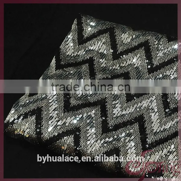 New Arrival V-shape Design Wholesale Cheap Sequin Lace Fabric for Party Dress photo-6