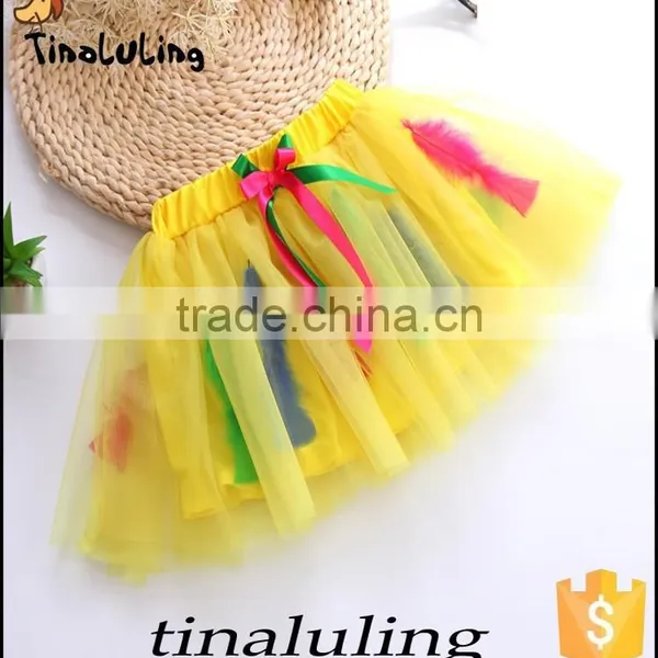 Girls Turquoise Tutu Skirts With Ostrich Feather Children Professional Ballet Tutus Pettiskirt photo-5