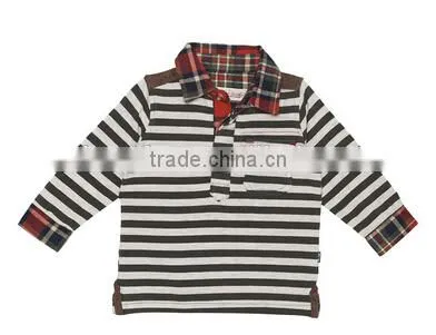 Boys Autumn Striped Long Sleeve Polo Shirt 100% Cotton T Shirt photo-3