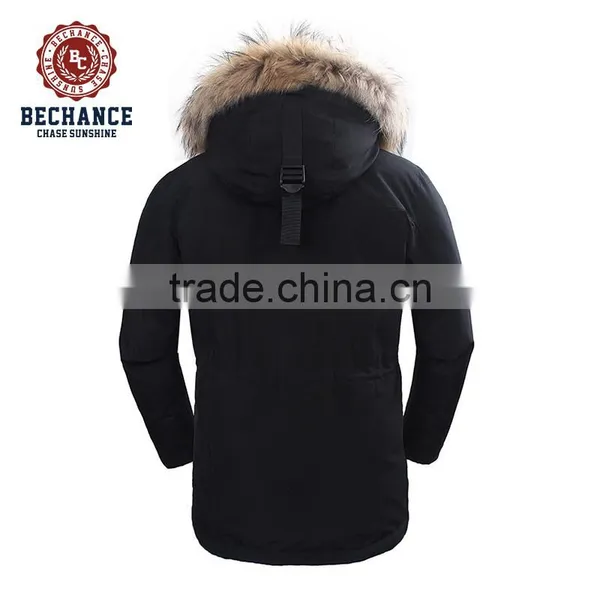 Mens Black Outdoor Down Coat Winter Coat With Fur From Down Jacket Factory photo-3
