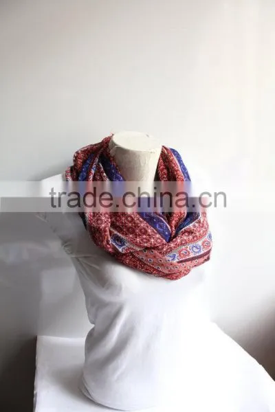 Boho Scarf, Tribal Infinity Scarf, Ethnic Scarf,Blue and Red Infinity Scarf, Women Accessories, Gift for Her photo-6