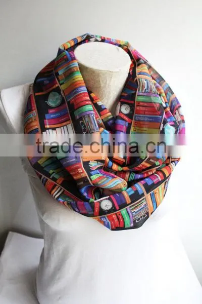 Bookshelf Infinity Scarf, Book Scarf, Library Scarf, Book Infinity Scarf, Accessories, Gift for Her photo-5