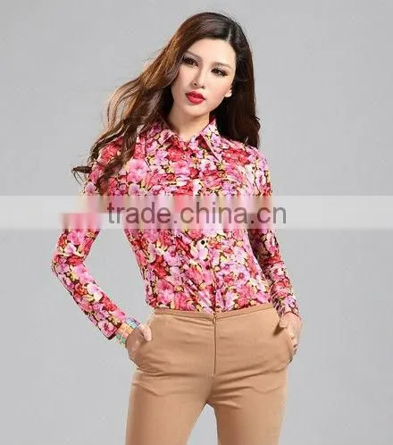 Fancy Chiffon Shirts for Fashion Ladies Wear/long Sleeves Shirt