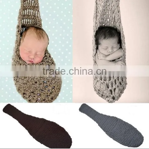 2016 Crochet Baby Sleeping Bag Knitted Baby Hat Photo Prop photo-2