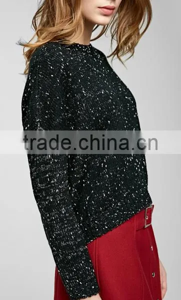 Ladies Cowl Neck Side Slit Loosev Fancy Knitting Patten Pullover Sweater for Wholesale photo-3