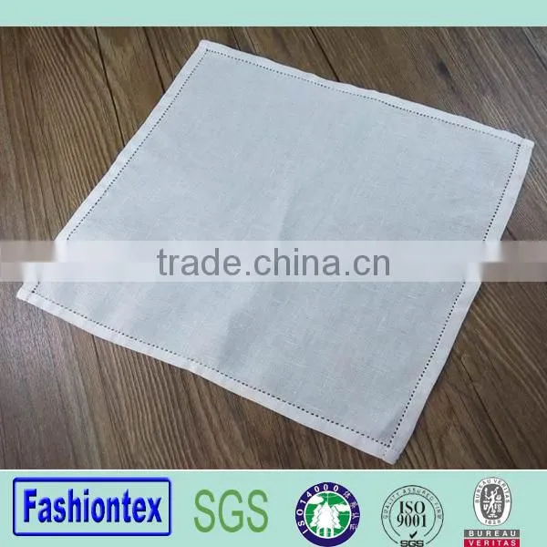 Hotel Dinner White Napkin Cotton Linen With Hemstitch Border photo-3