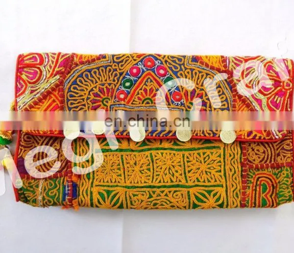 Wholesale Indian Banjara Coin Clutch Bag -Gypsy Coin Clutch Bag - Indian Gypsy Banjara Hippie Style Purse photo-2
