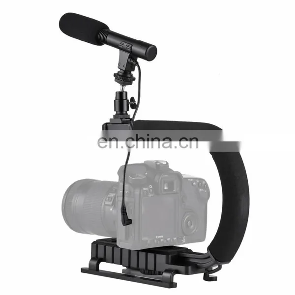 Shape Portable Handheld DV Bracket Stabilizer + Video Microphone Kit With Cold Shoe Tripod Head for All SLR Cameras photo-2