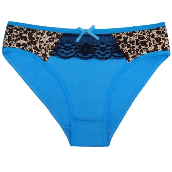 Yun Meng Ni Sexy Underwear Front Leopard Printed With Lace Briefs Soft Cottton Panties photo-5