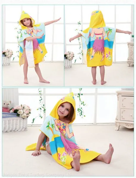 New Children Cute Cartoon Hooded Cloak Beach Towel Animal Printed Microfiber Baby Boys Girls Kids Swimming Bath Towel 120x60cm photo-2