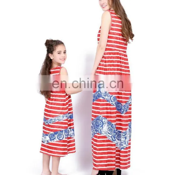 2019 Summer Mommy and me Family Wear Womens Red Stripes Lace Ruffle Maxi Daughter Dresses (this Link for Girls,1-12years) photo-5
