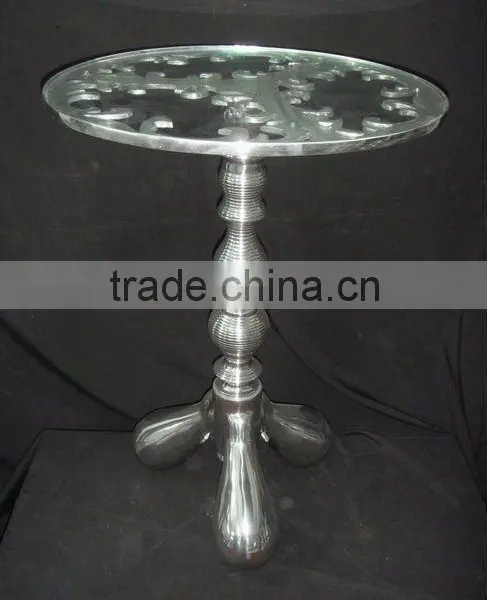 Aluminum Tea Coffee Table With Silverish Finish