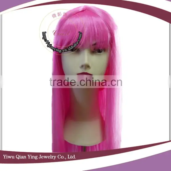 Cheap Orange Color Straight Synthetic Hair Party Wigs With Neat Bang photo-4
