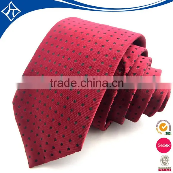 Red Black Slim 100% Polyester Necktie With Custom Logo Design photo-4