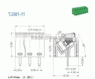 Electric Terminal Block Brass Connector 3.81 Pitch Screw Series for Electronics photo-2