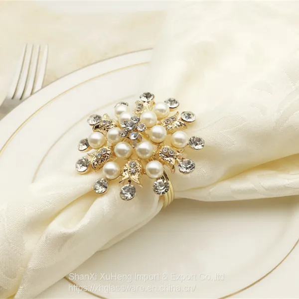 Luxury Gold Silver Metal Napkin Ring Holder Wedding Bridal Shower Gift Baptism Table Decor photo-3